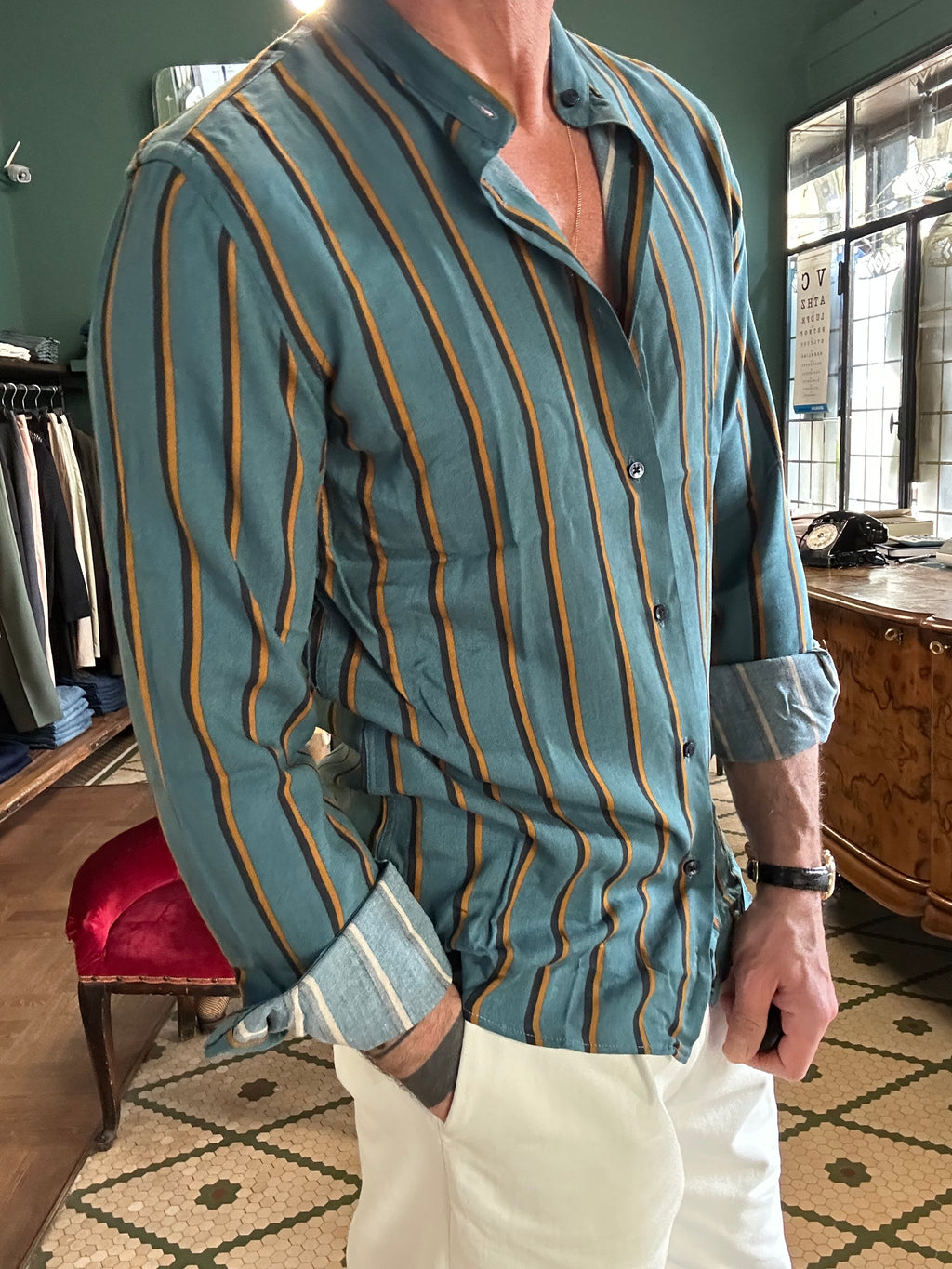 Camicia coreana a righe