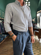 Pantalone Carrot doppia pence mistolana made in Italy