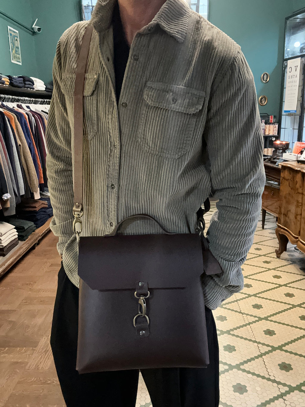 Borsa cartella in cuoio Fiorentino artigianale