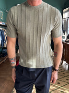 Ribbed cotton linen knit