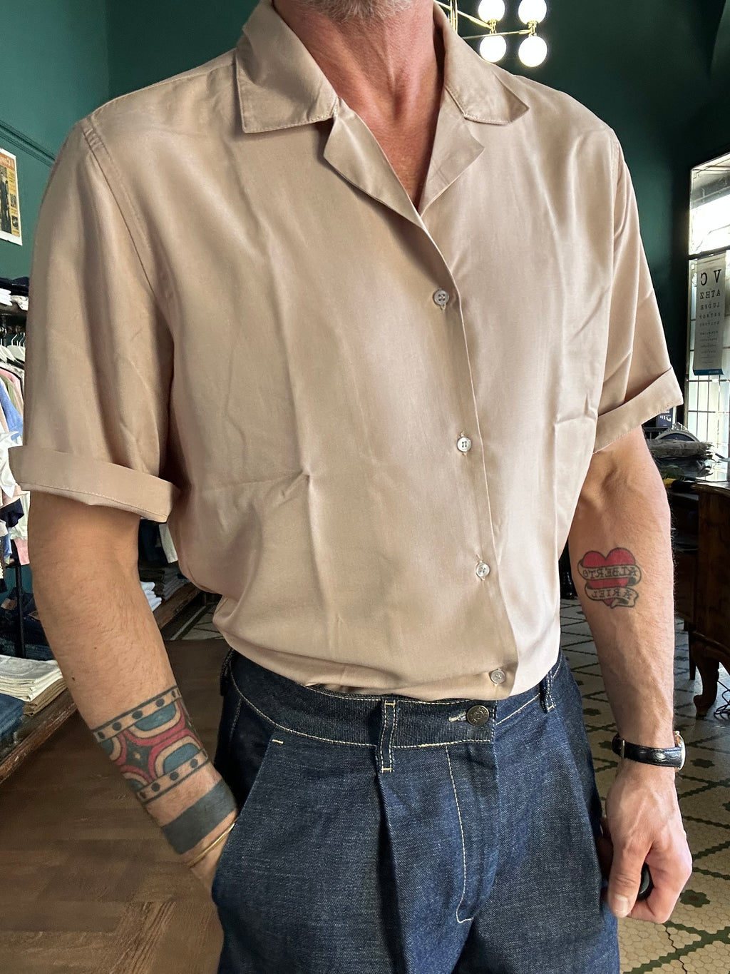 Camicia mezza manica in viscosa