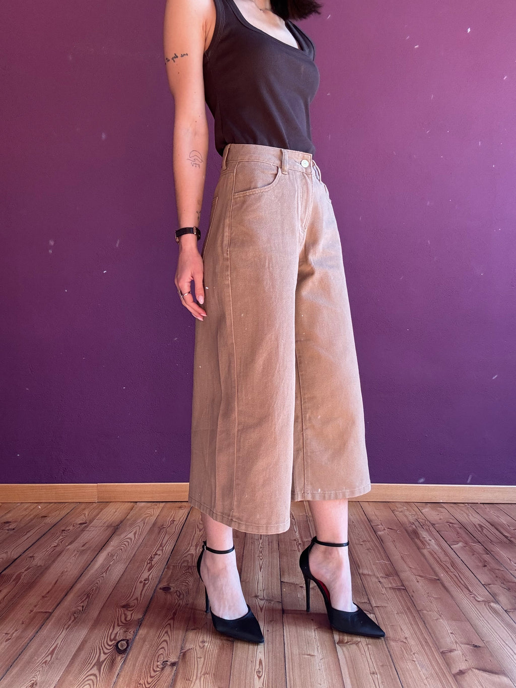 Jorts khaki con cintura