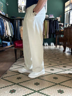 Linen blend oversized trousers with pleats