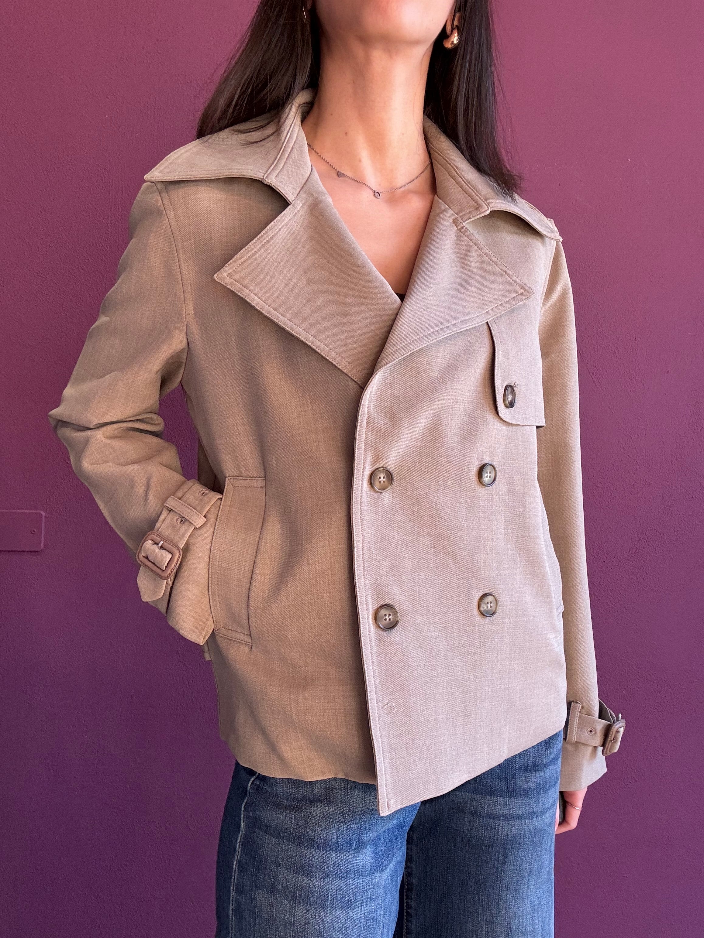 Trench doppiopetto crop