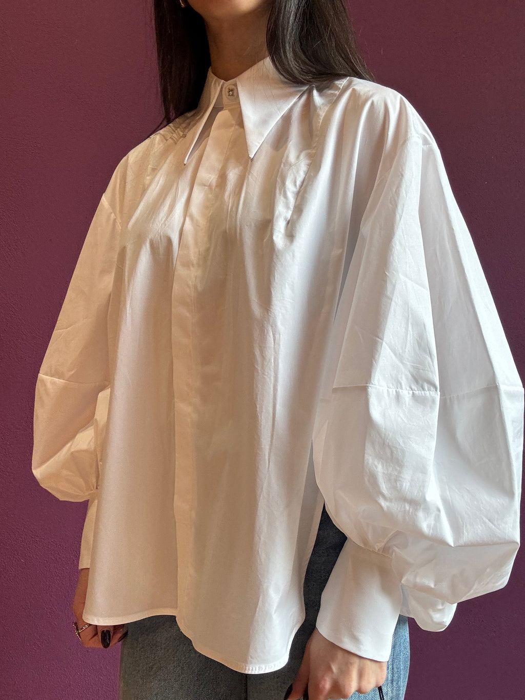 Camicia oversize con maniche a sbuffo