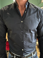 Koon shirt in stretch poplin with contrasting buttons