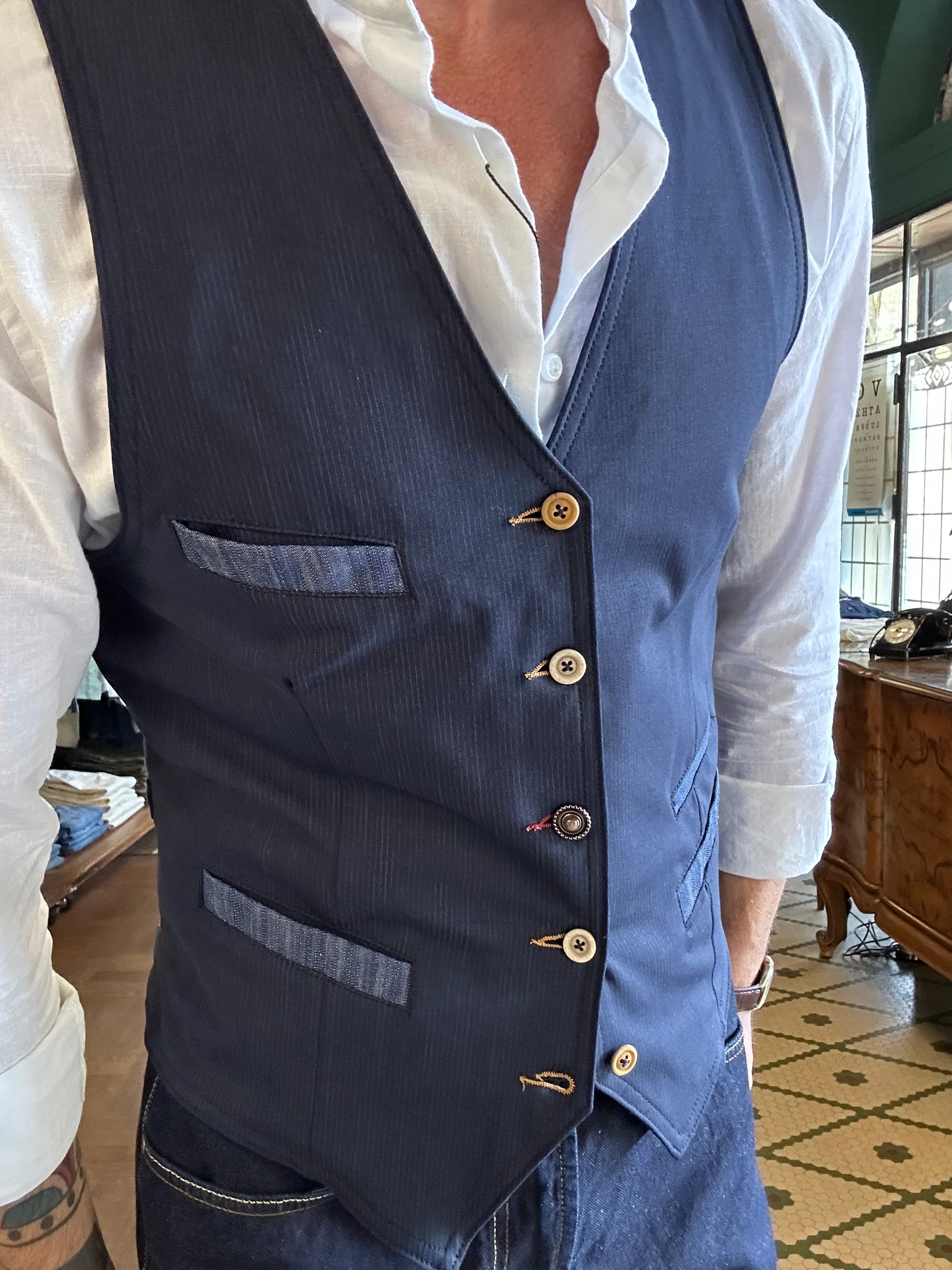 Gilet Garry’s Earth trama a righe elasticizzato Made in Italy