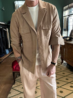 Melange camp collar shirt