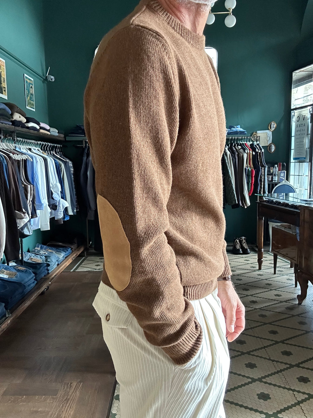 Maglione misto lana e cashmere con toppe