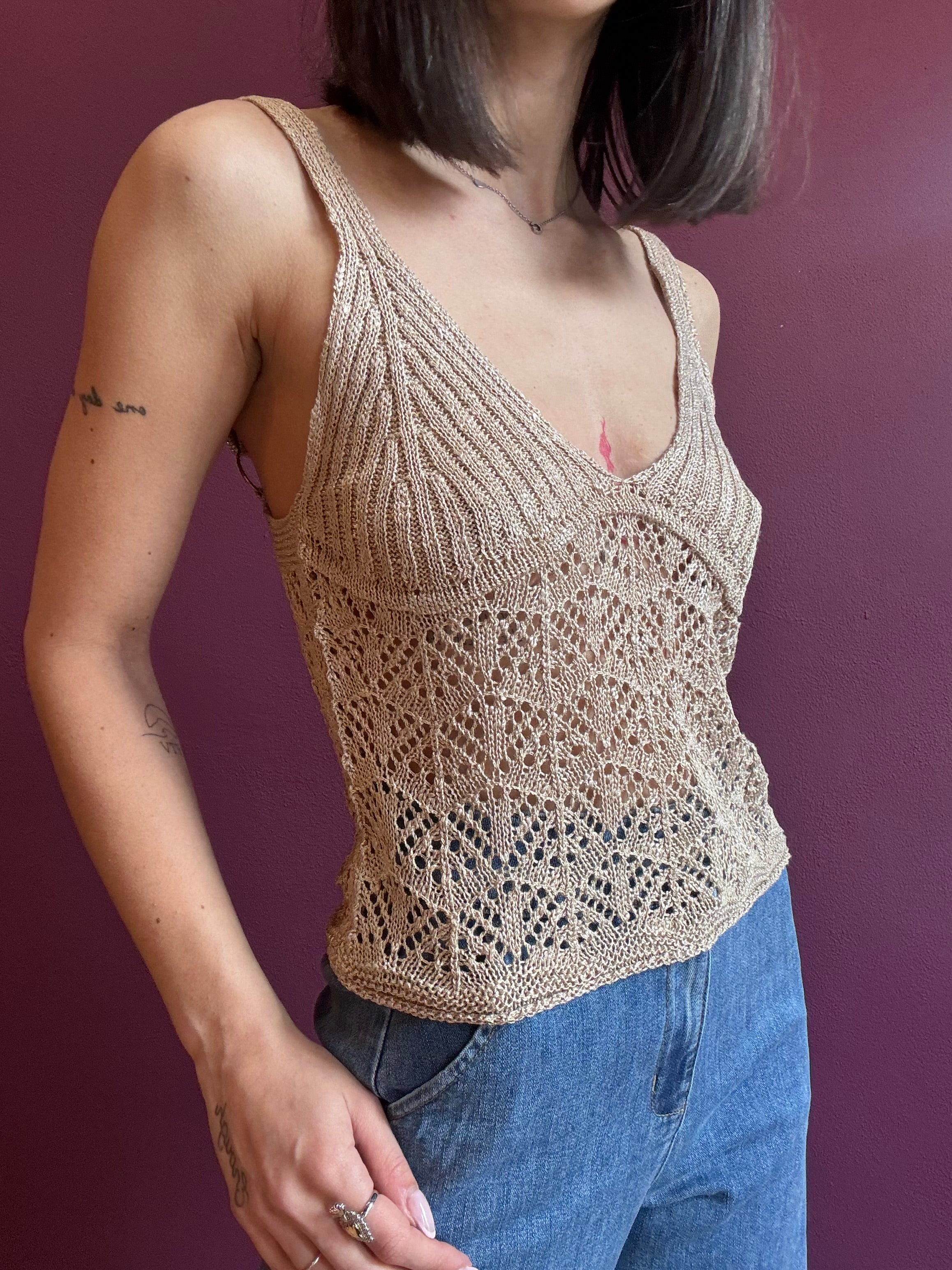 Gehäkeltes Gold-Top