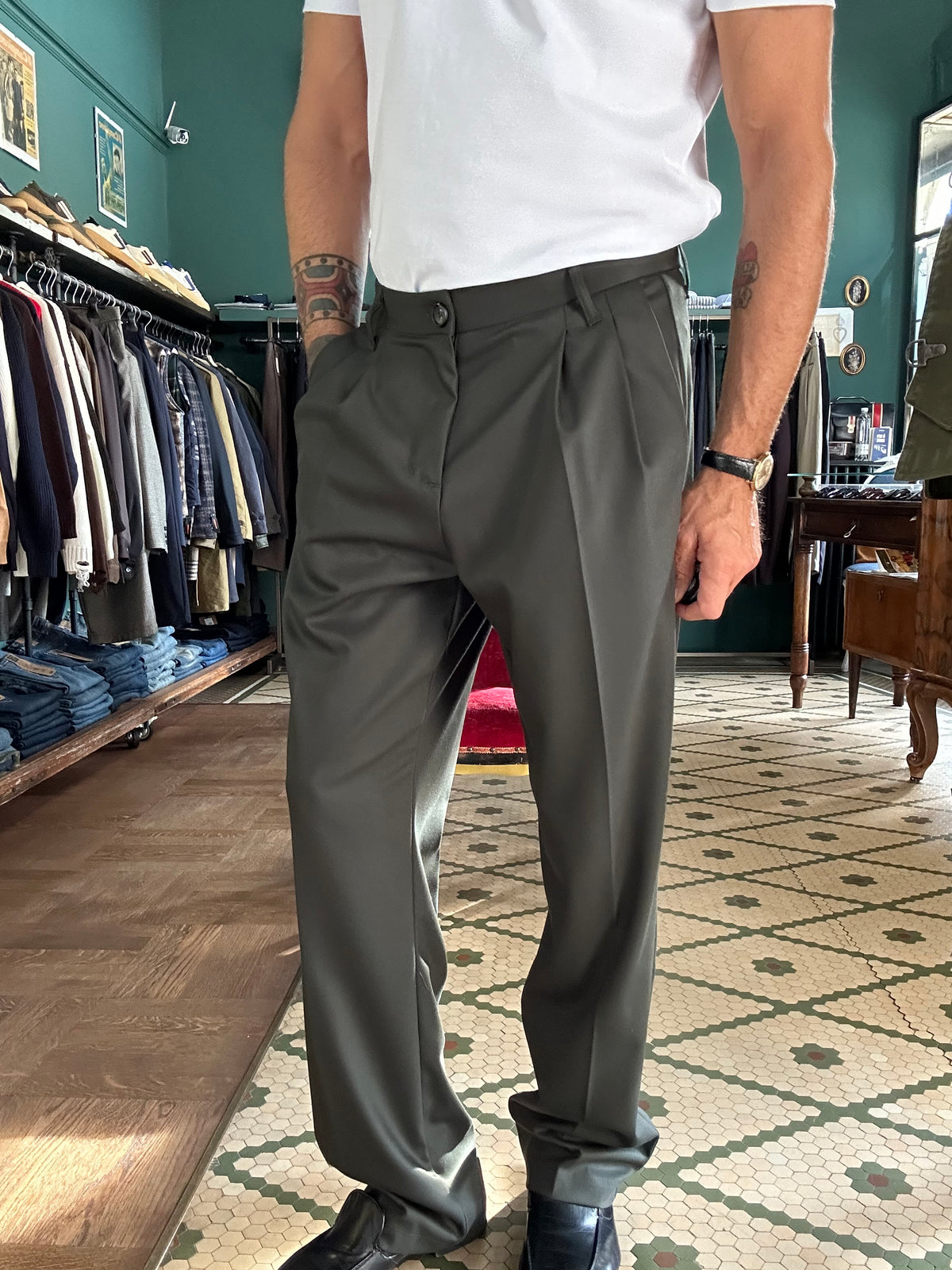 Pantalone doppia pence regular fit