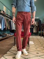 Pantaloni “Lion” in velluto mille righe