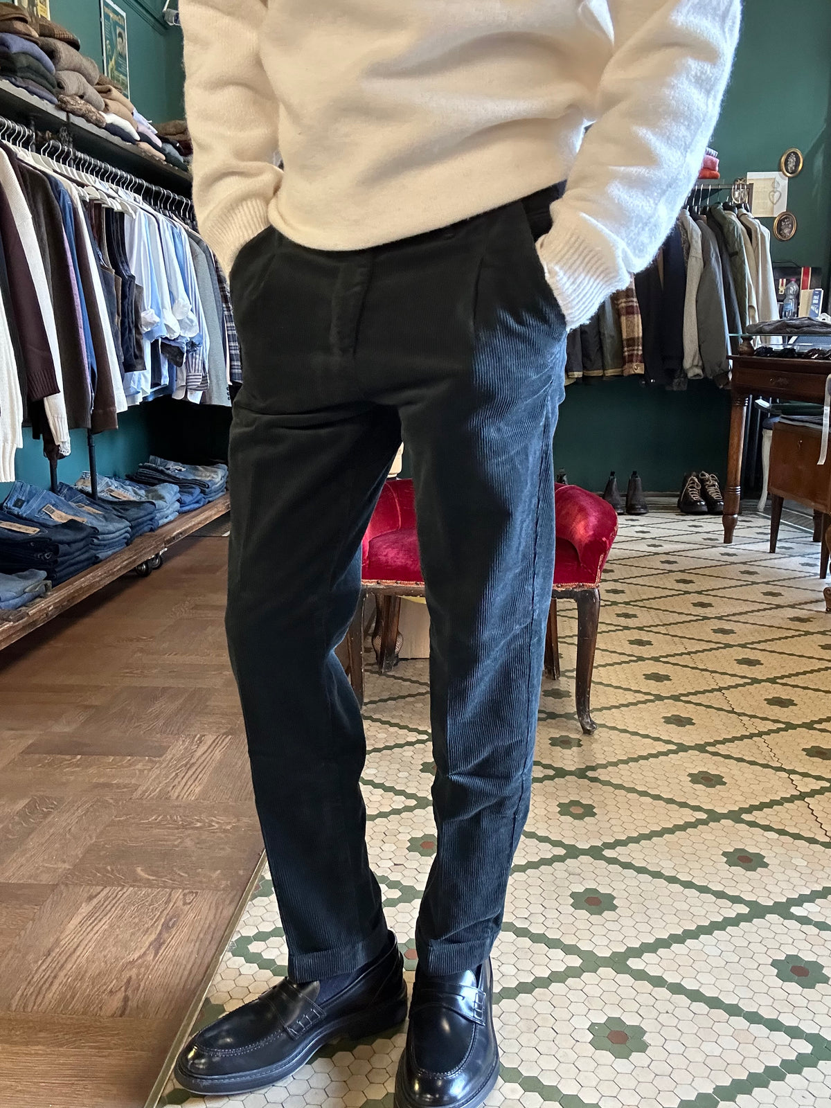 Pantalone Rio velluto coste con pence