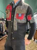 Cardigan in lana con patch