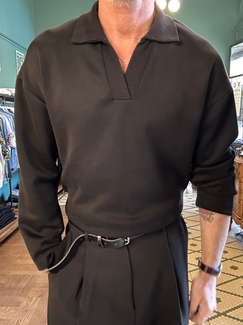 Oversize stretch polo shirt