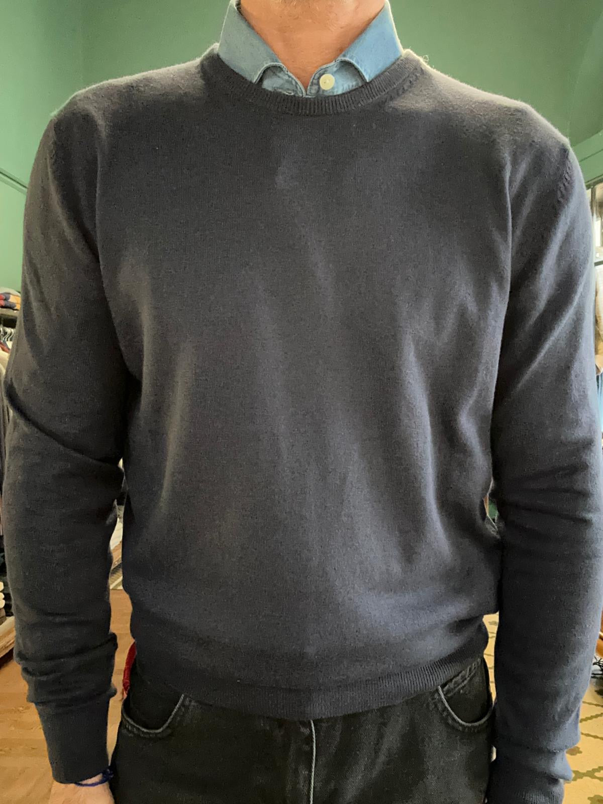 Maglioncino girocollo in cotone e cashmere