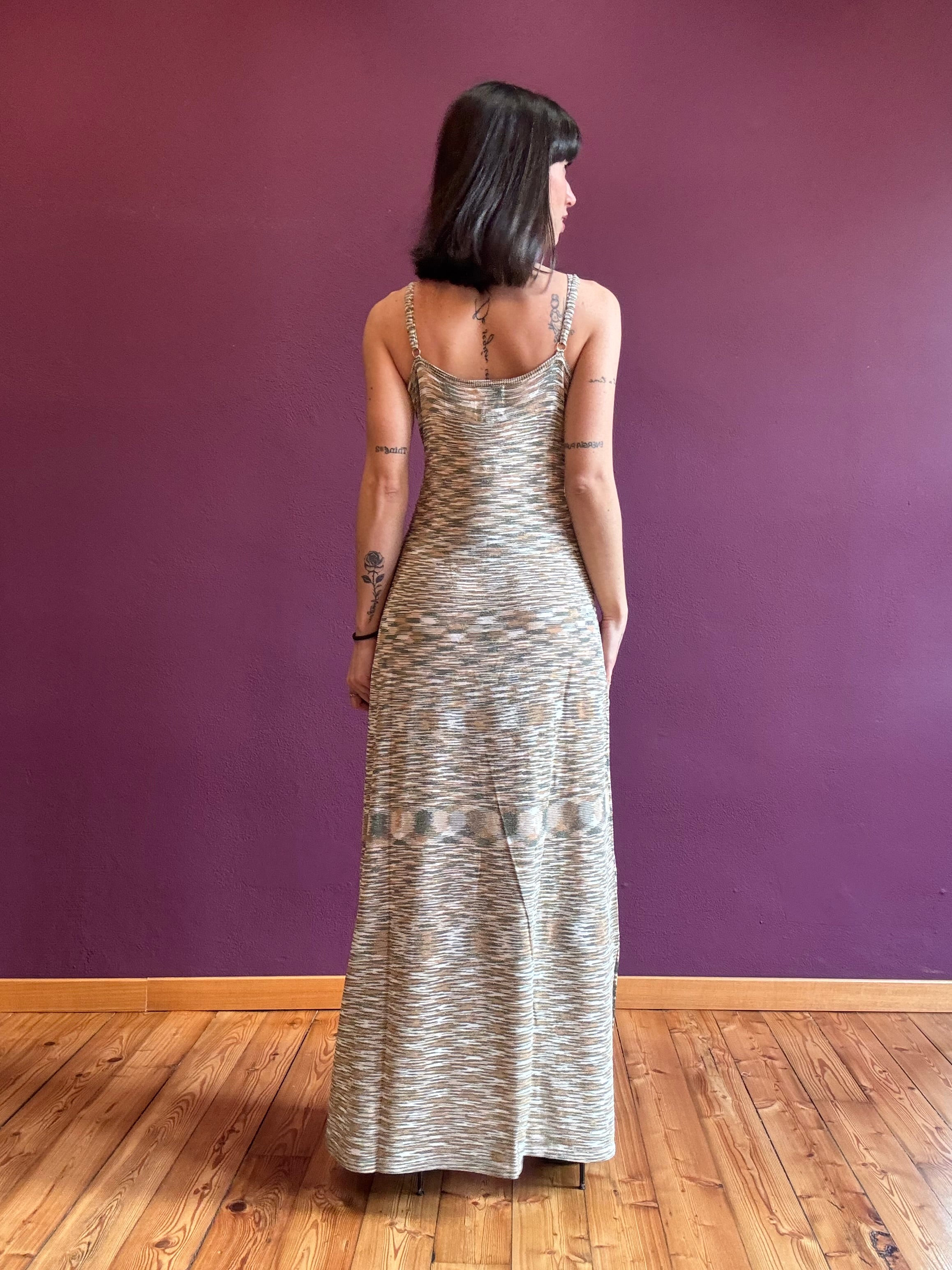 Abito Diva effetto lurex kaki