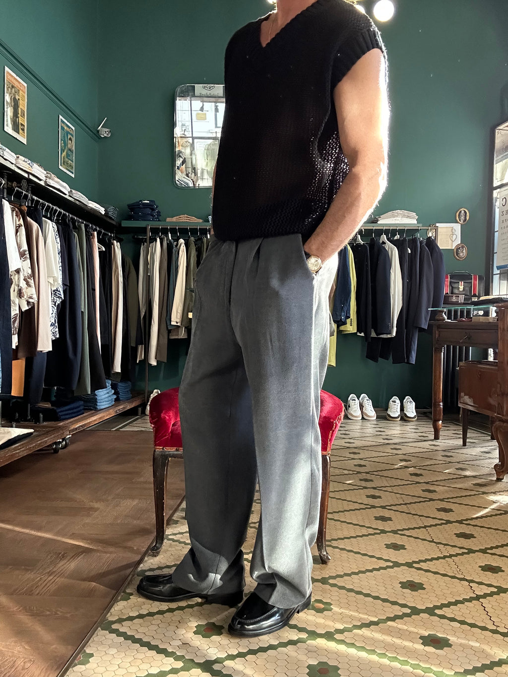 Pantalone con pence lavagna