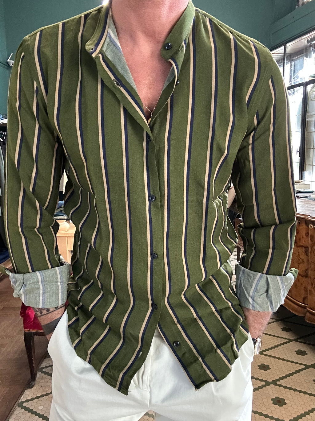 Camicia coreana a righe