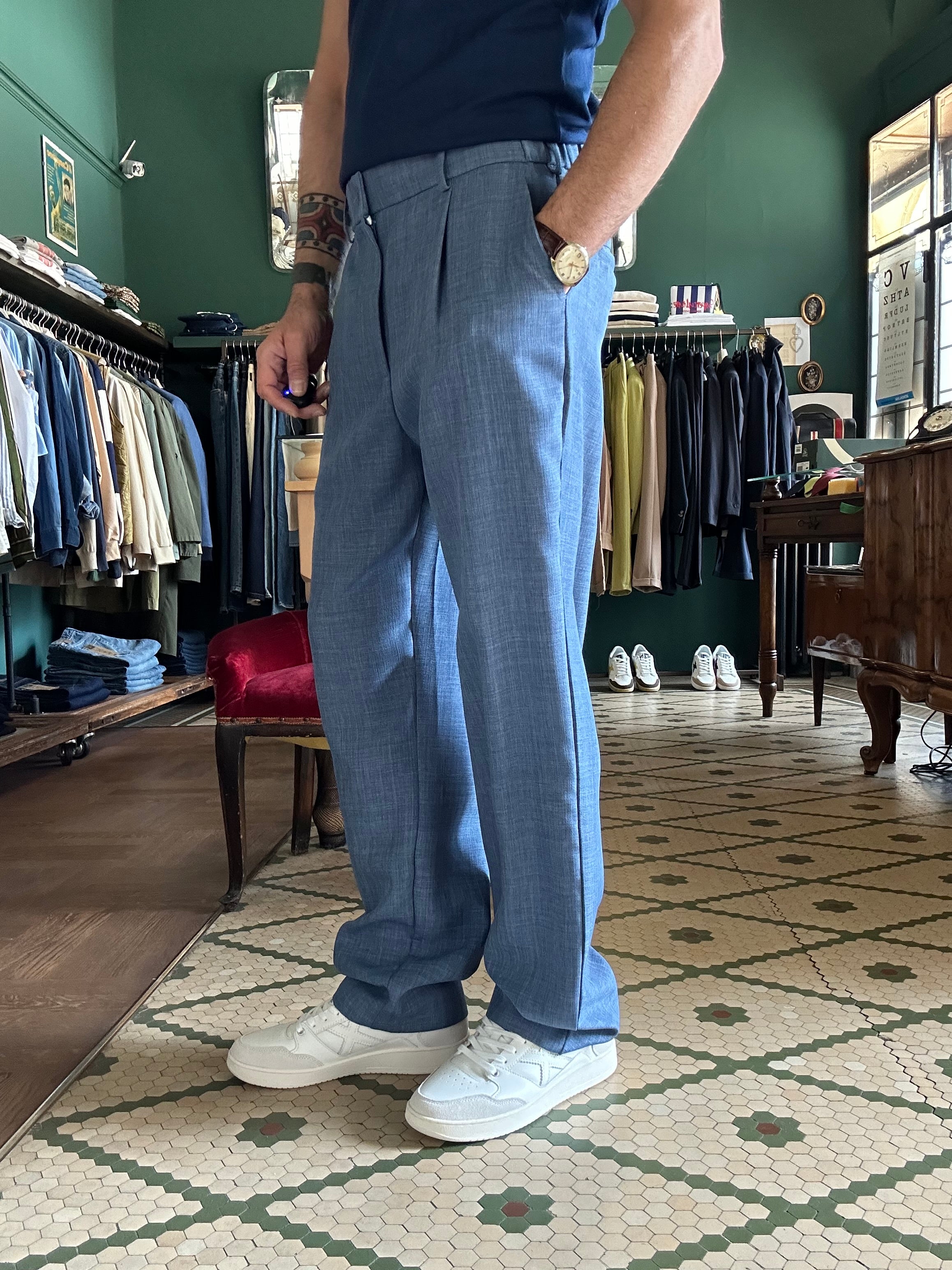 Mottled fabric trousers