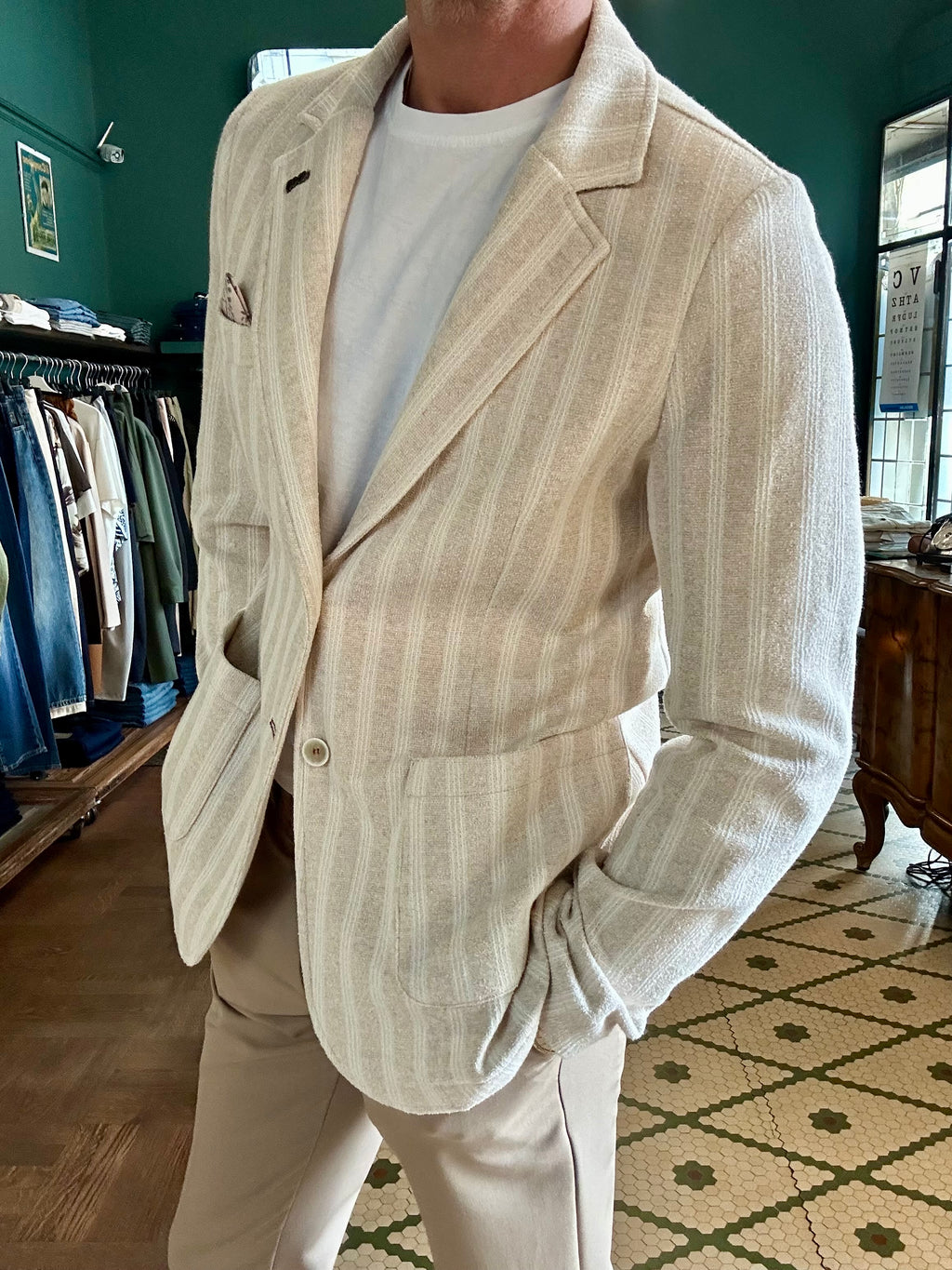 Koon beige striped bouclé jacket