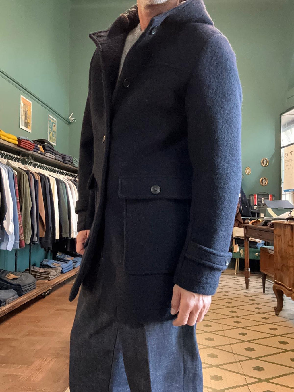 Parka koon blu in lana cotta