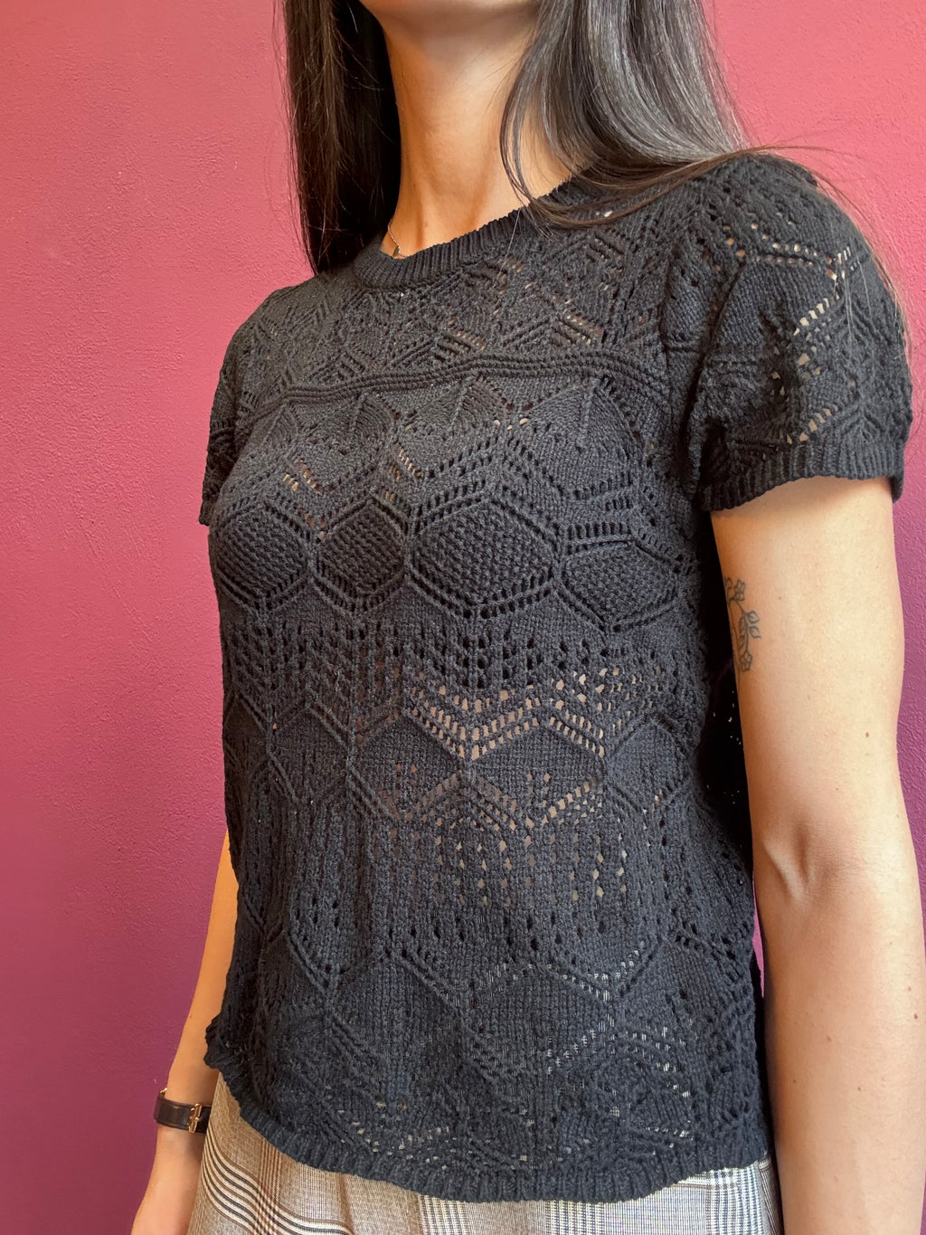 Maglia crochet nero