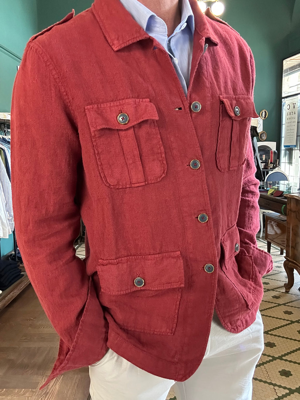 Brick linen safari jacket