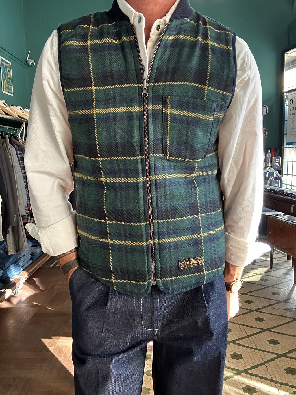 Gilet onion liver seawolf double-face tartan wool Chesapeack’s