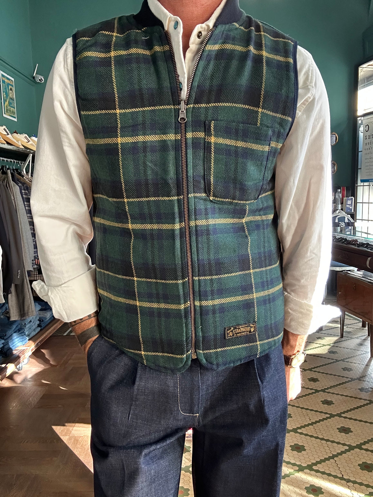 Gilet onion liver seawolf double-face tartan wool Chesapeack’s