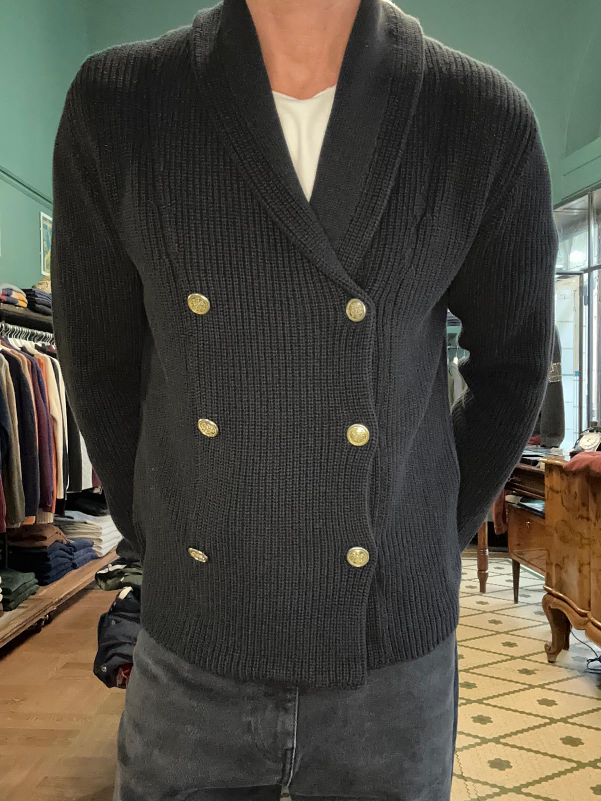 Maglia doppiopetto a coste inglese nera