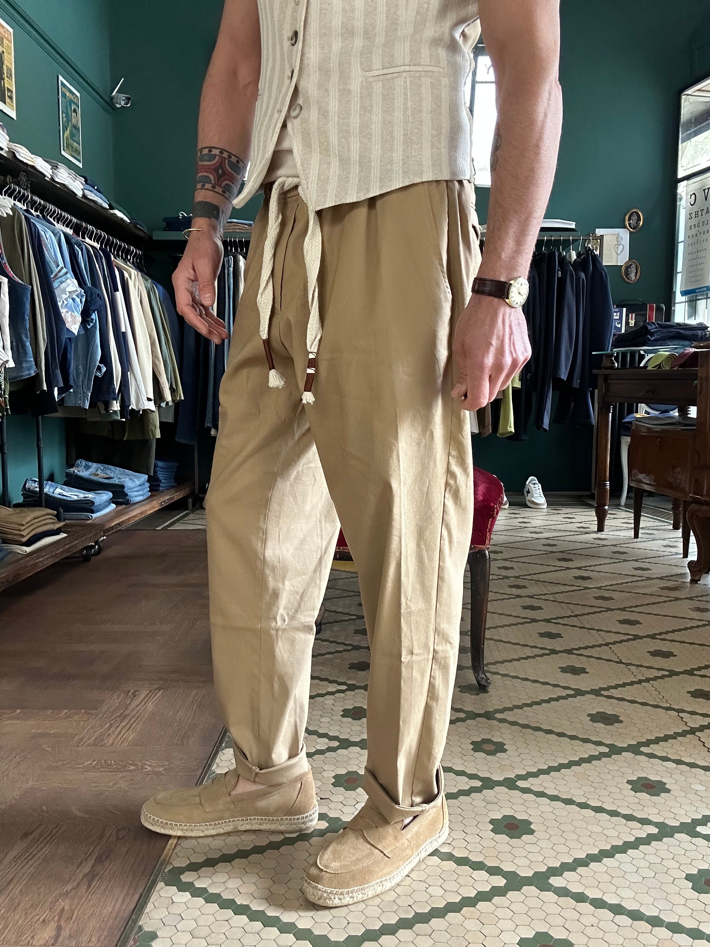 Pantalaccio koon in misto lino beige