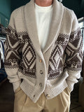 Cardigan sciallato con disegno