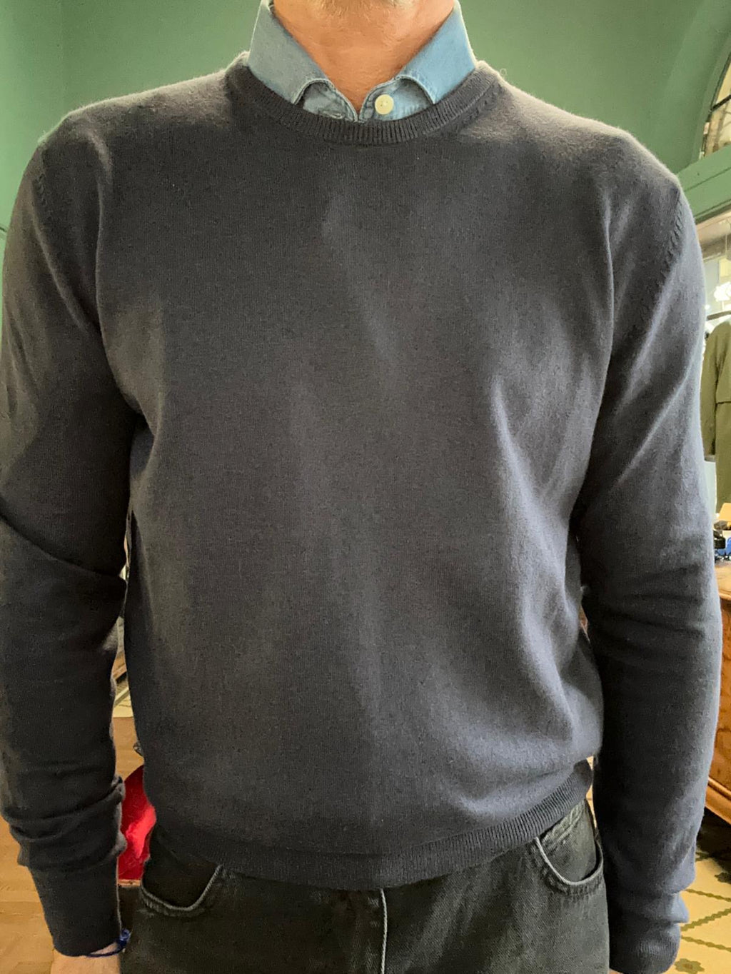 Maglioncino girocollo in cotone e cashmere