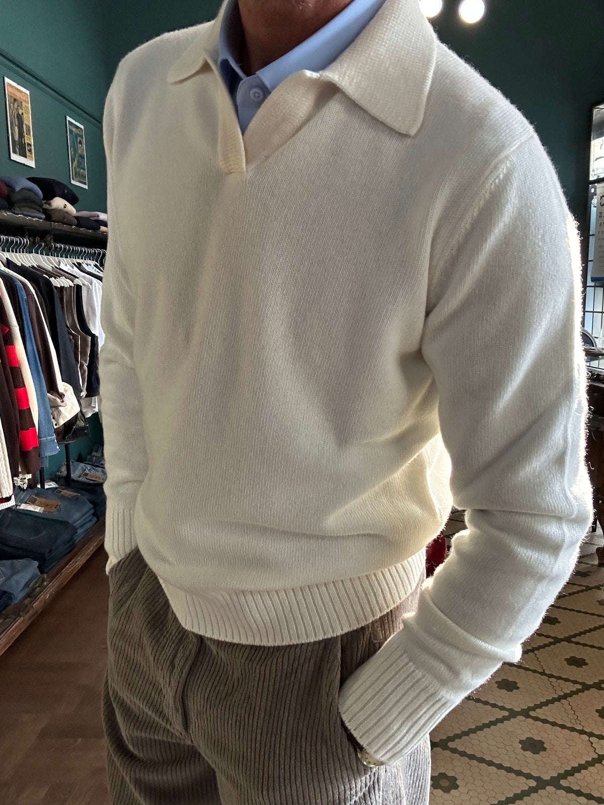 Maglione polo misto lana e cashmere