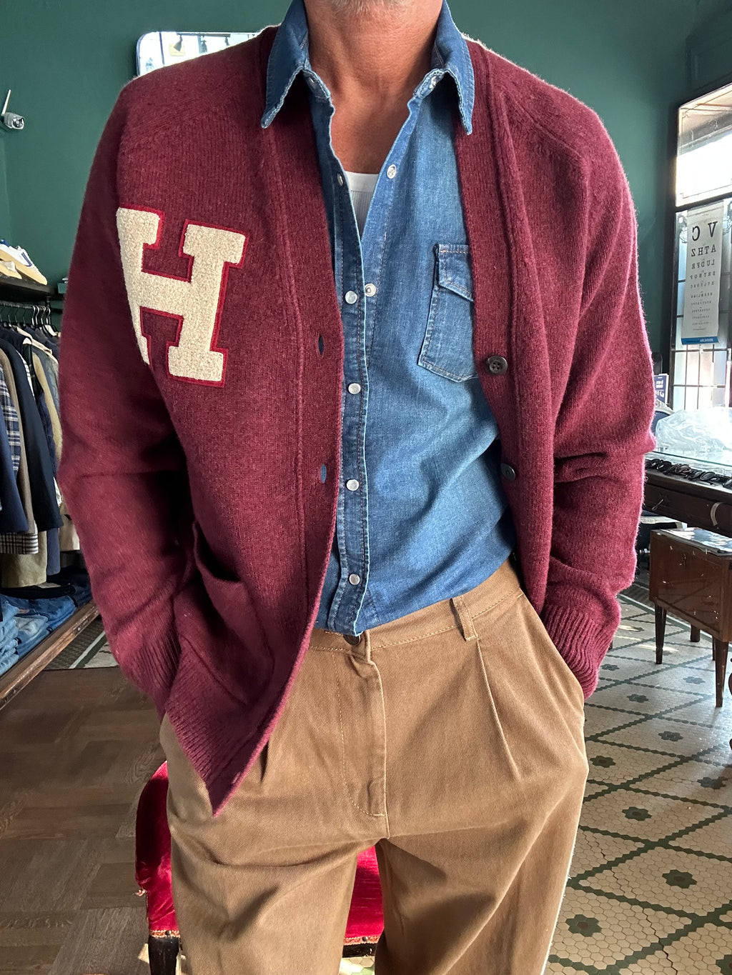 Ivy varsity cardigan in lana Chesapeack’s