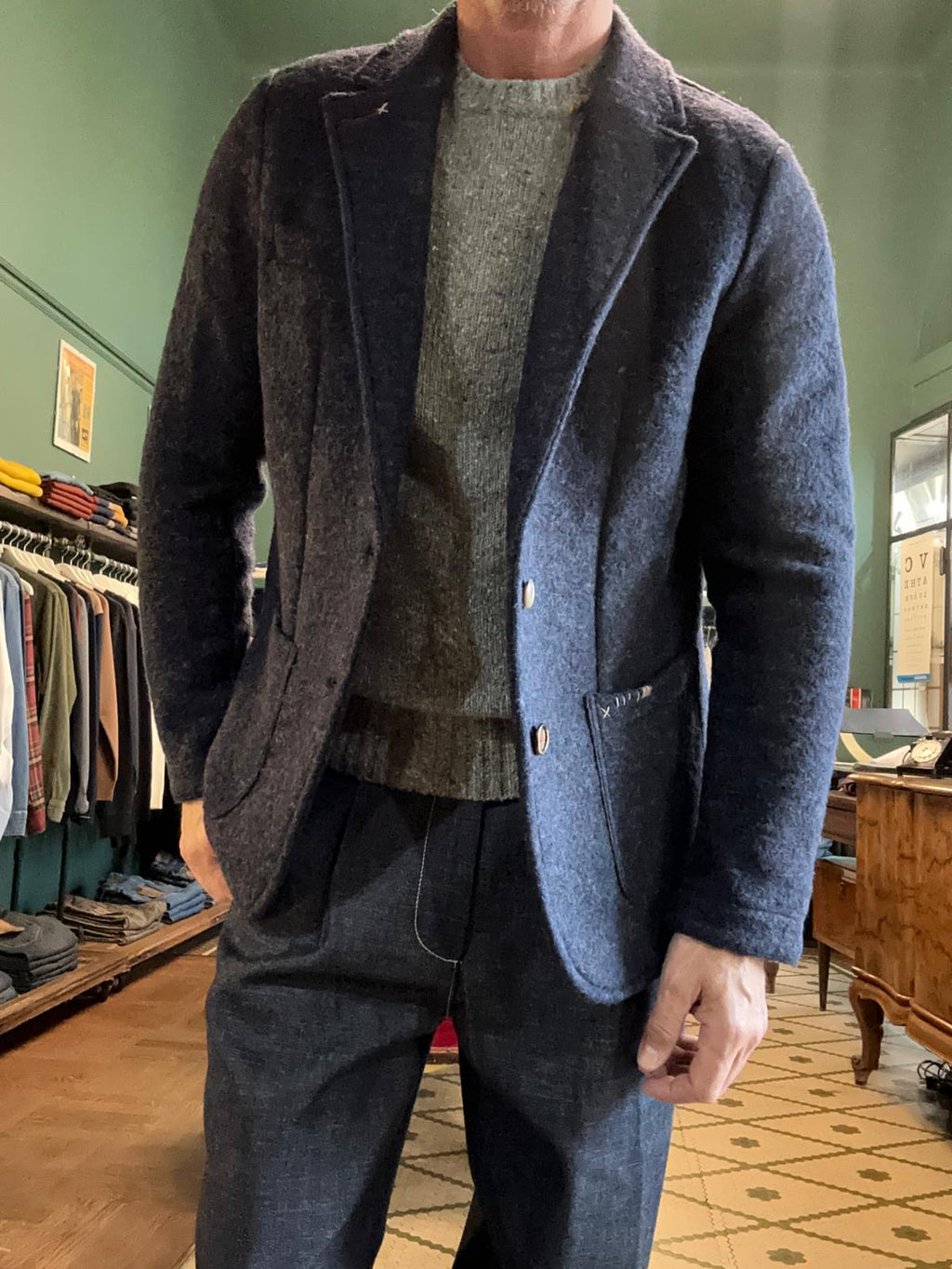 Giacca koon blu in lana cotta