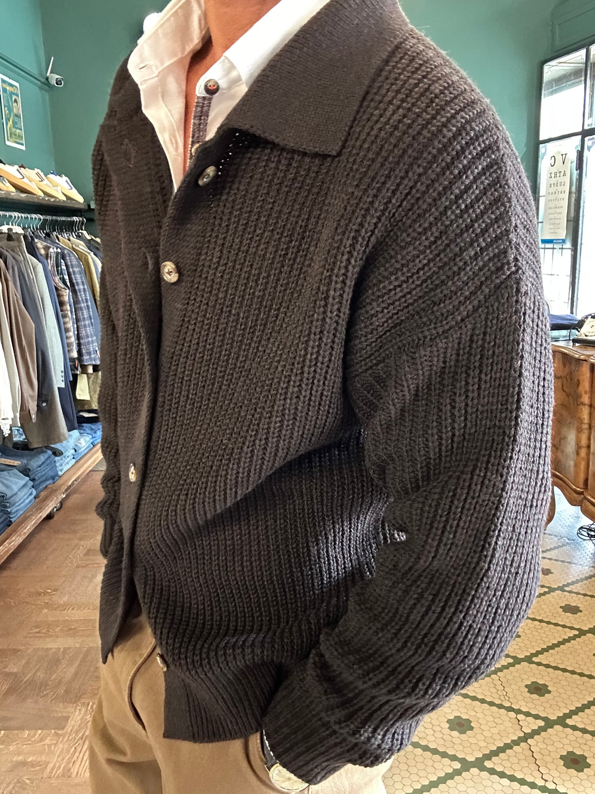 Cardigan costa inglese misto lana