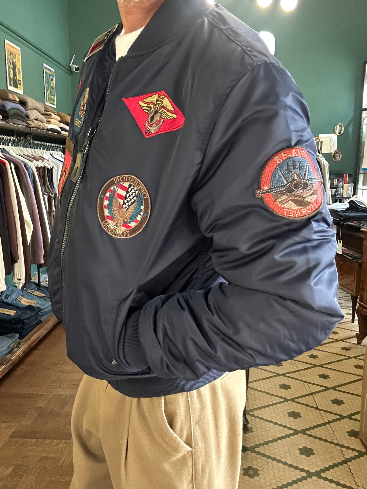 TOP GUN® MA-1 NYLON BOMBER JACKET WITH PATCHES