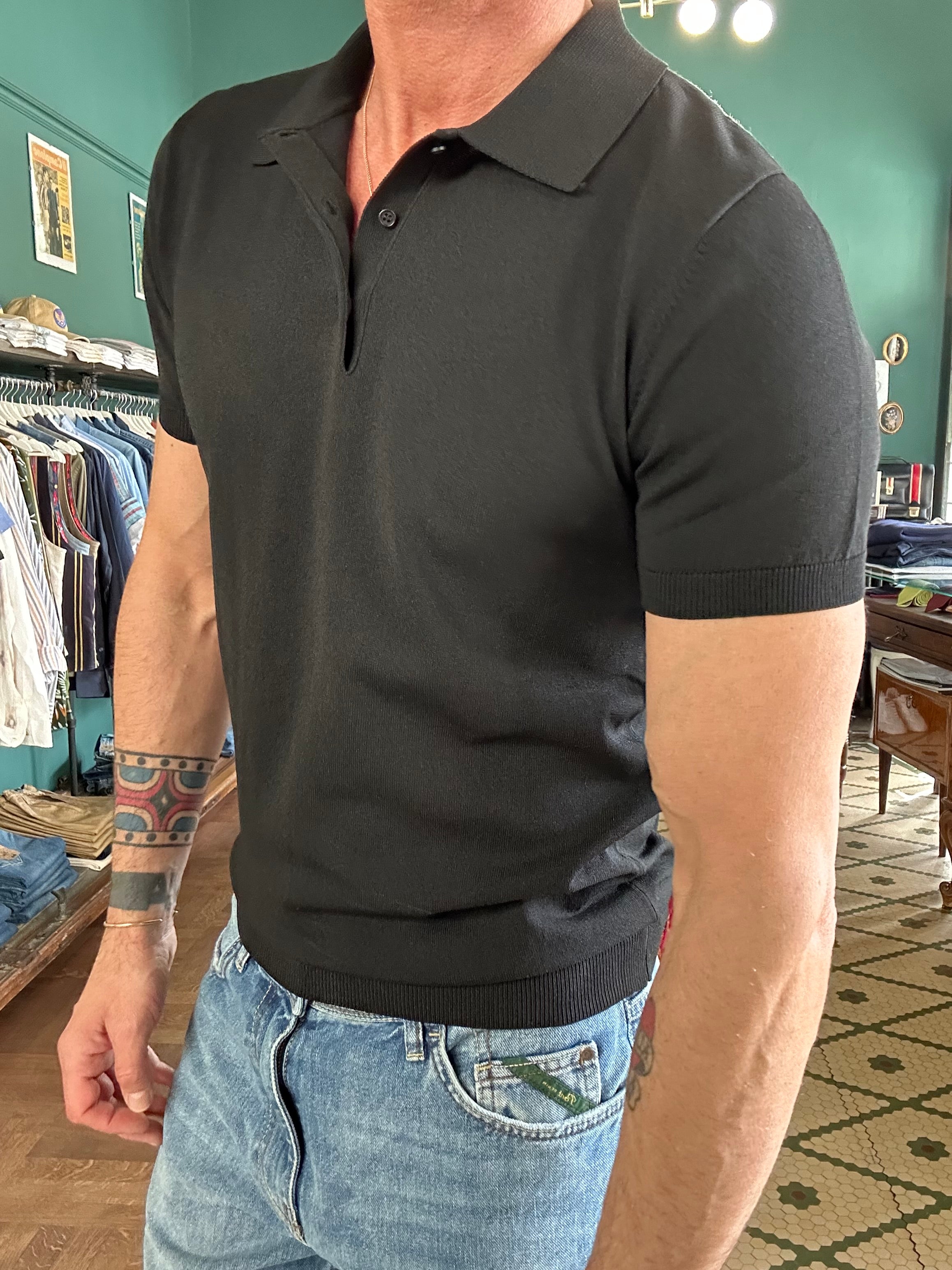 Jersey polo shirt with buttons