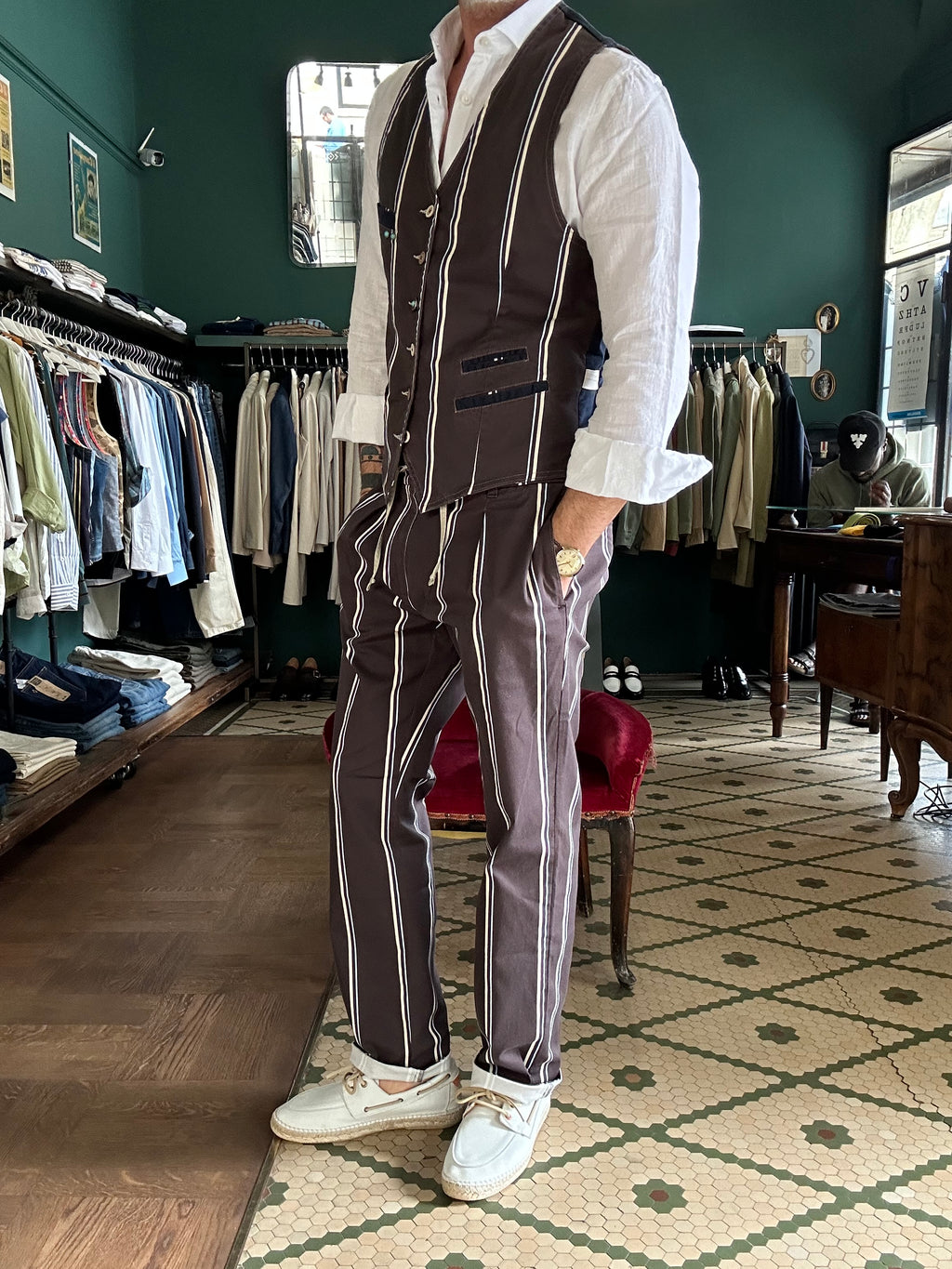 Pantalaccio garry’s earth a righe cotone Made in Italy