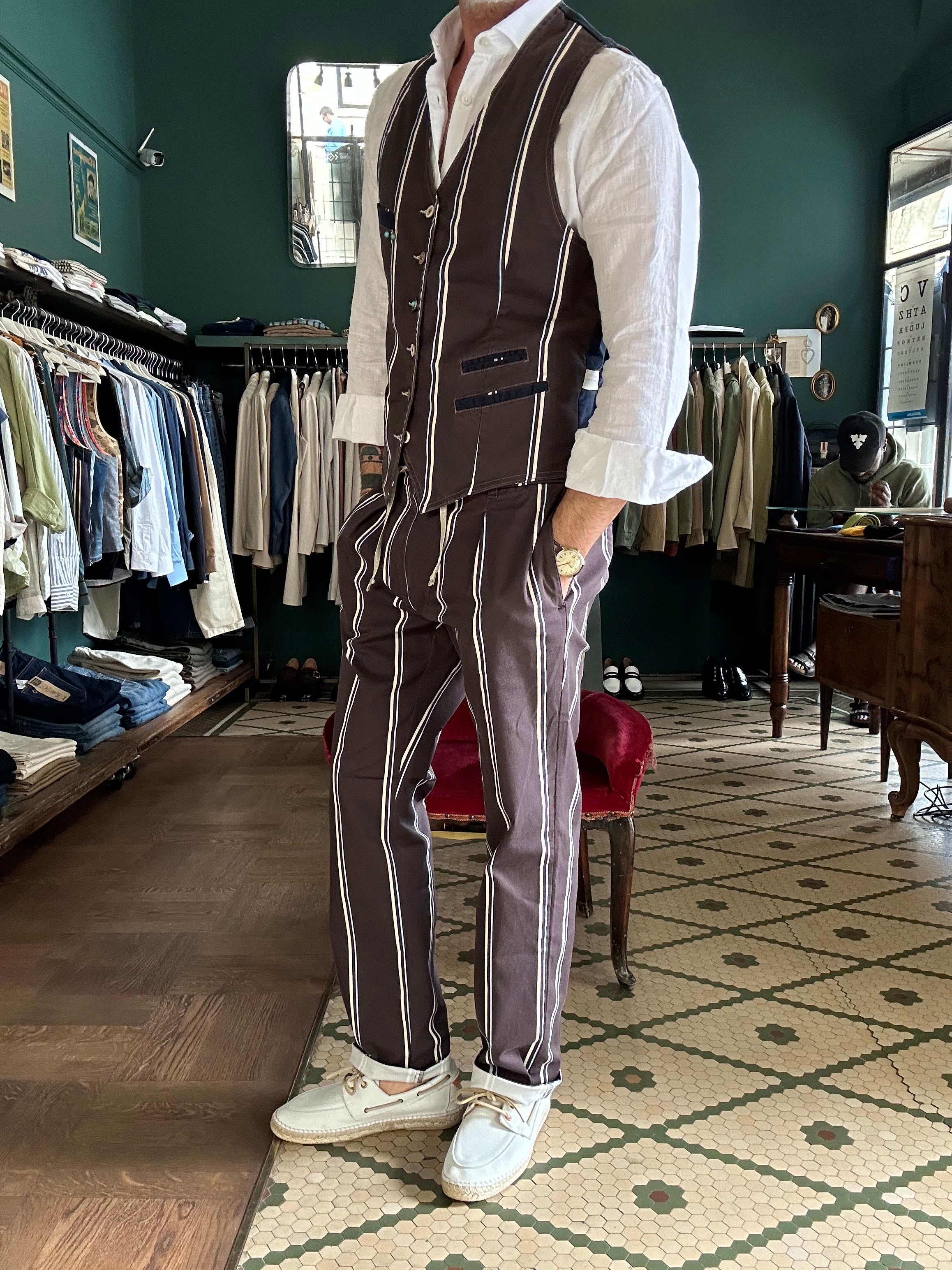 Pantalaccio garry’s earth a righe cotone Made in Italy