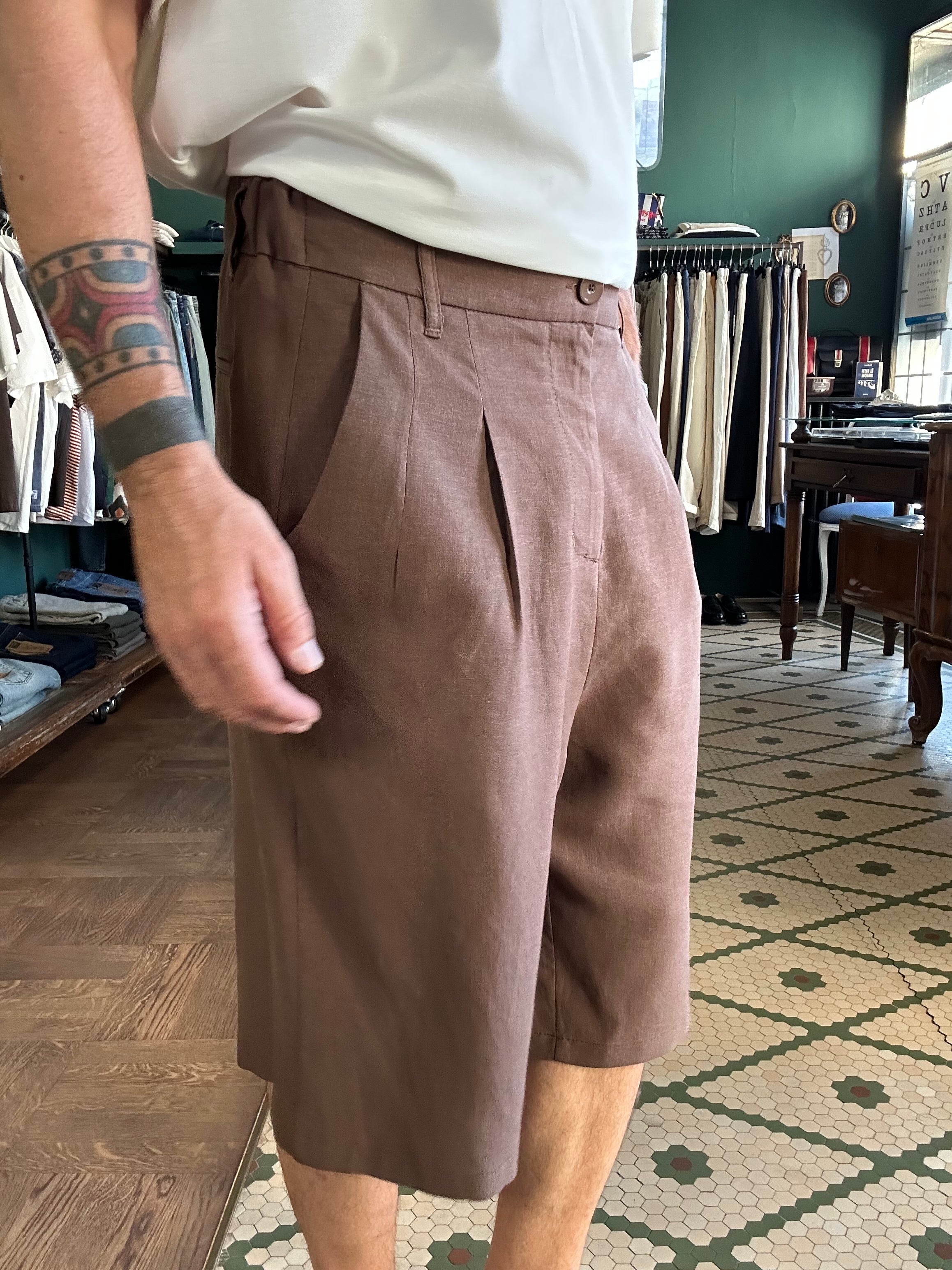 Bermuda over misto lino Made in Italy