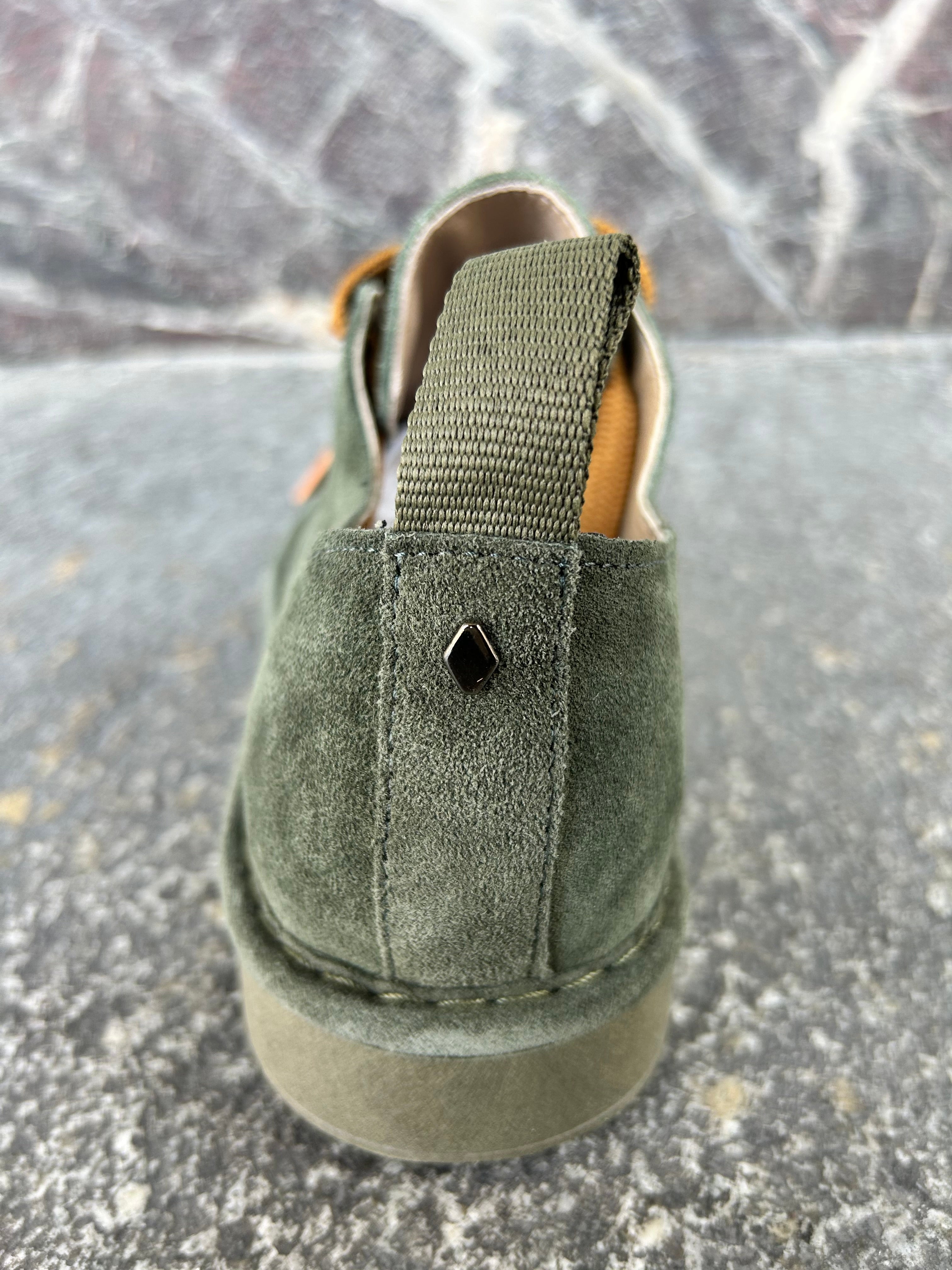 Panchic basse in suede verde militare e marrone zucchero