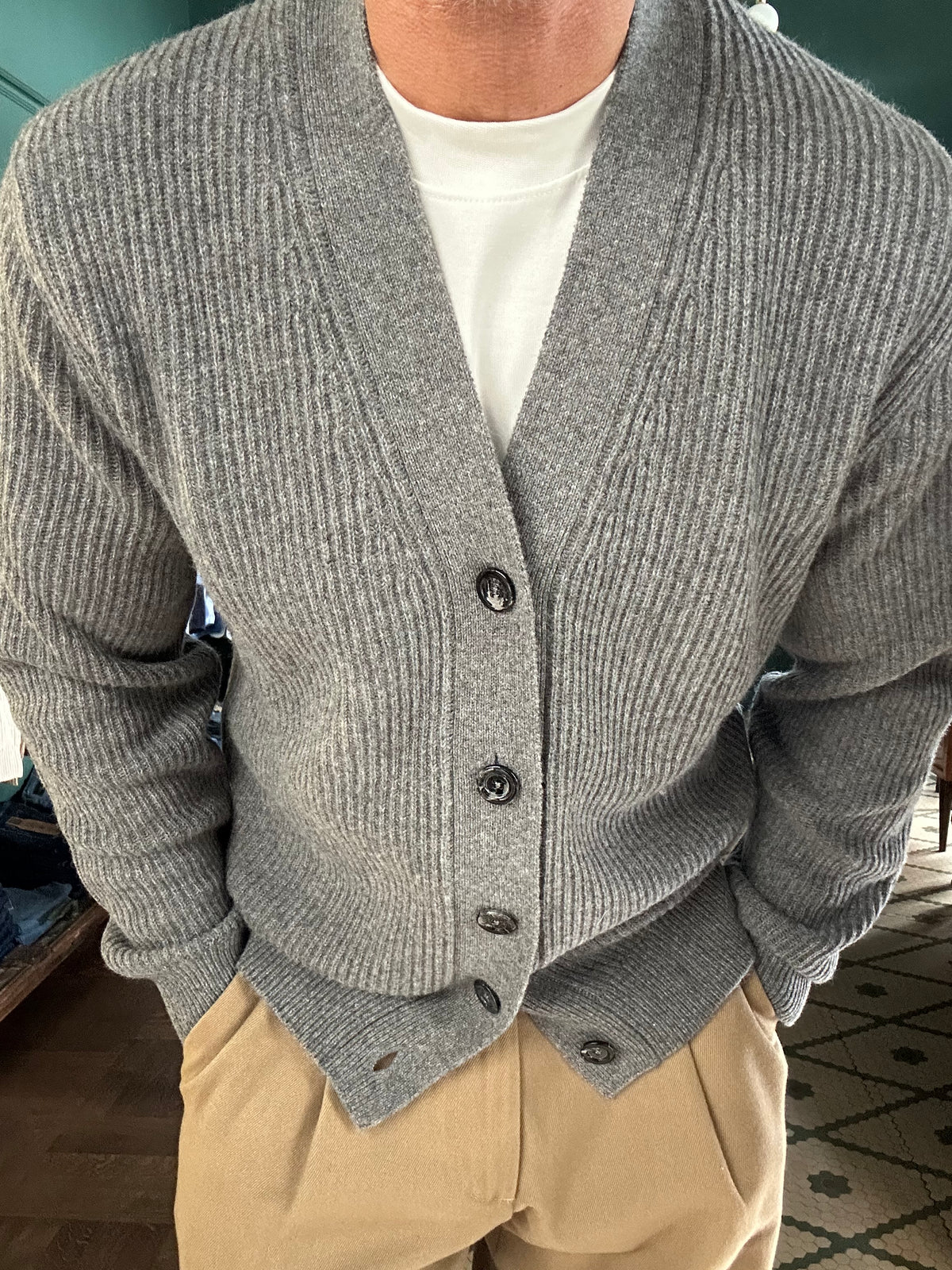 Cardigan costa inglese 80% lana