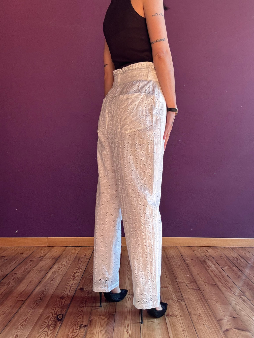 Pantalone in sangallo con cintura
