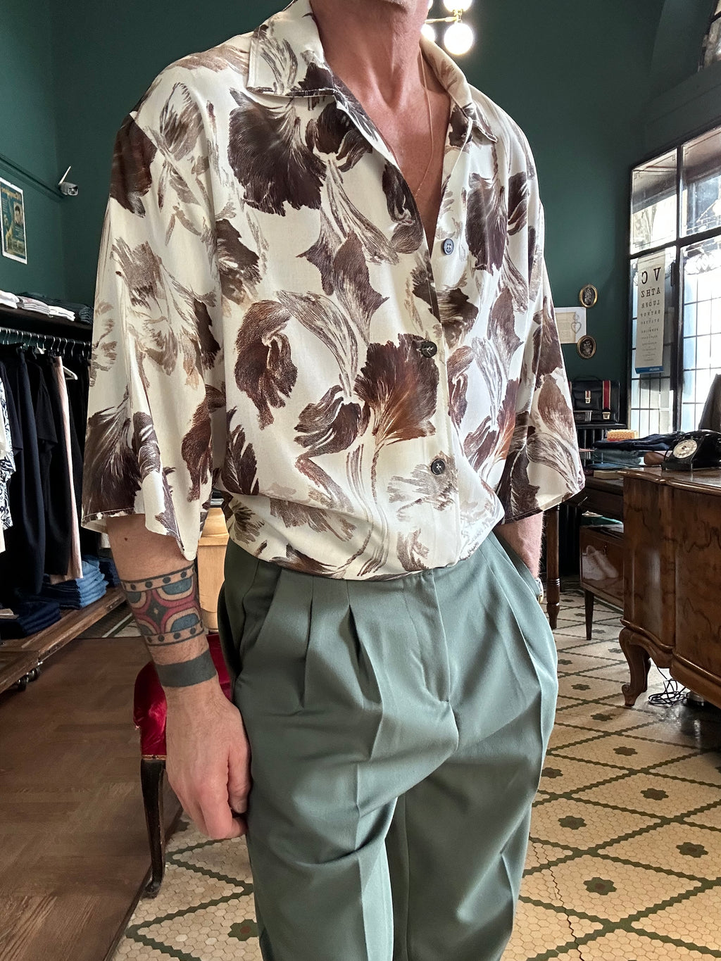 Camicia oversize con manica 3/4