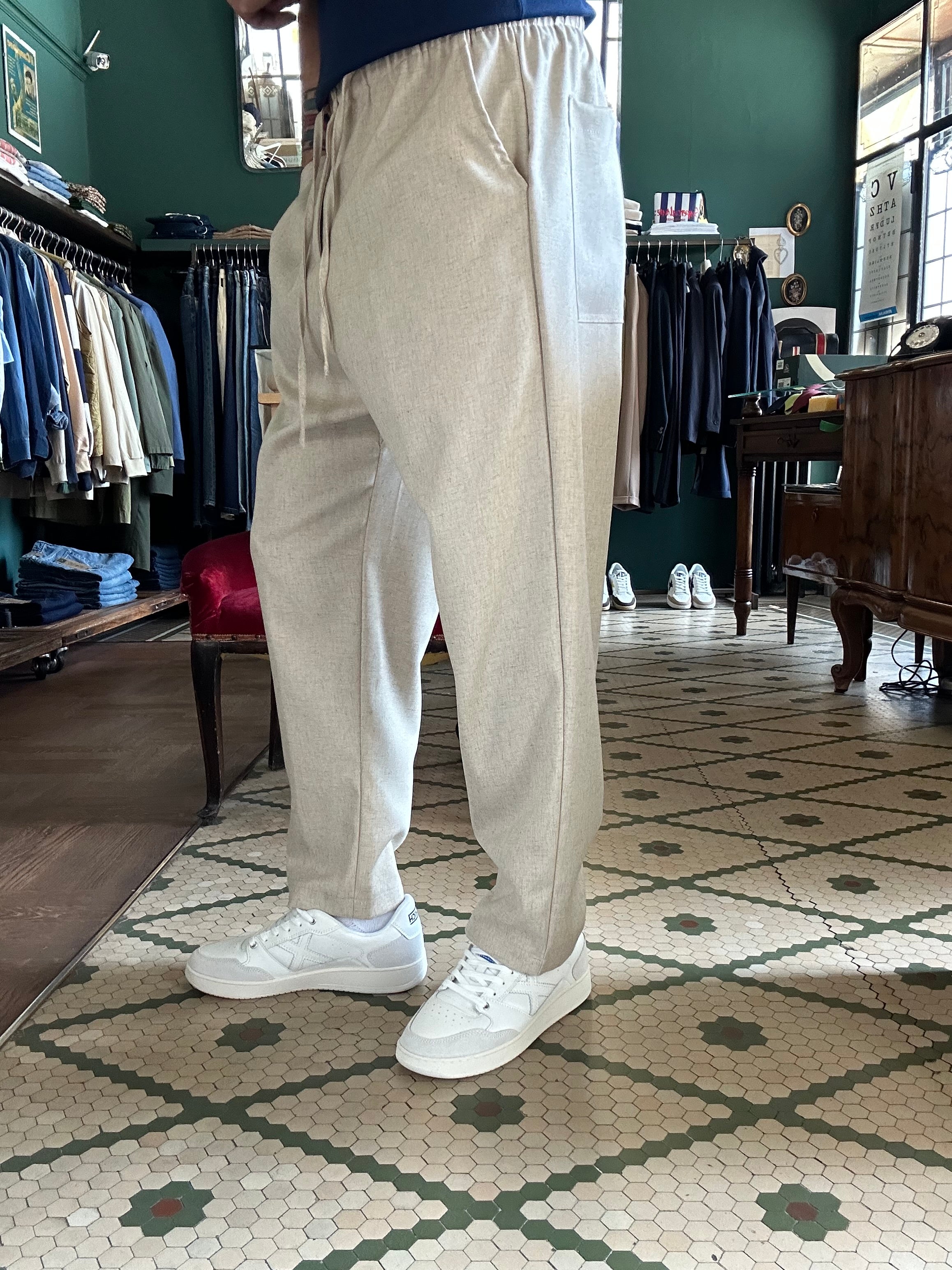 Mottled beige palazzo trousers