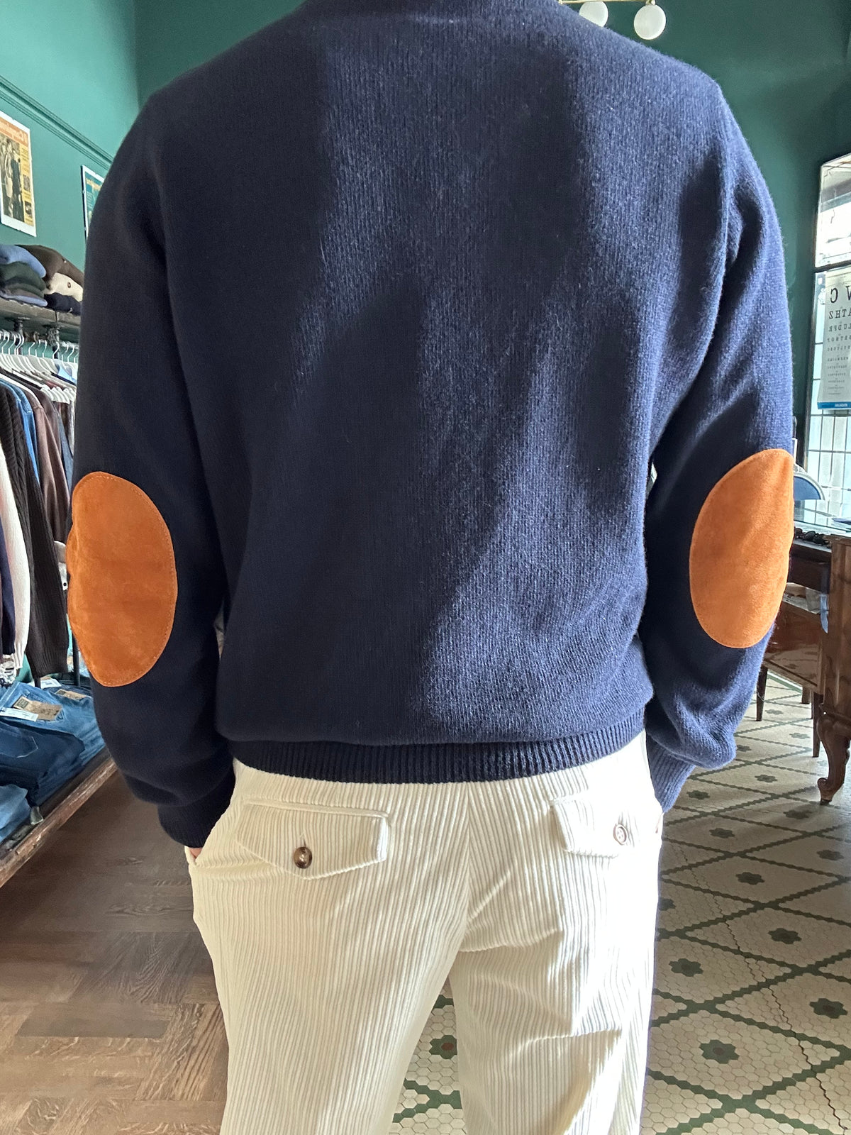Maglione misto lana e cashmere con toppe