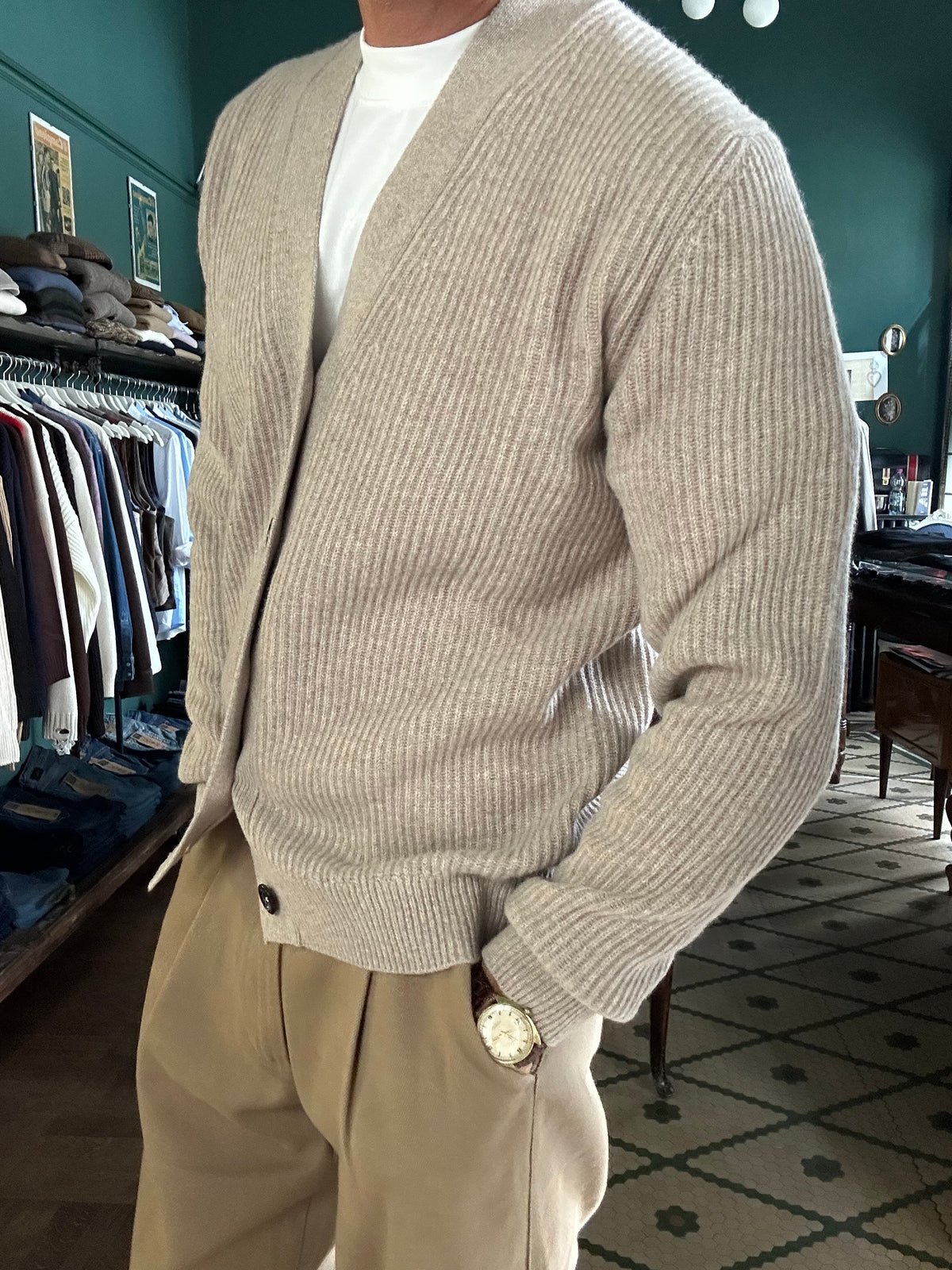 Cardigan costa inglese 80% lana